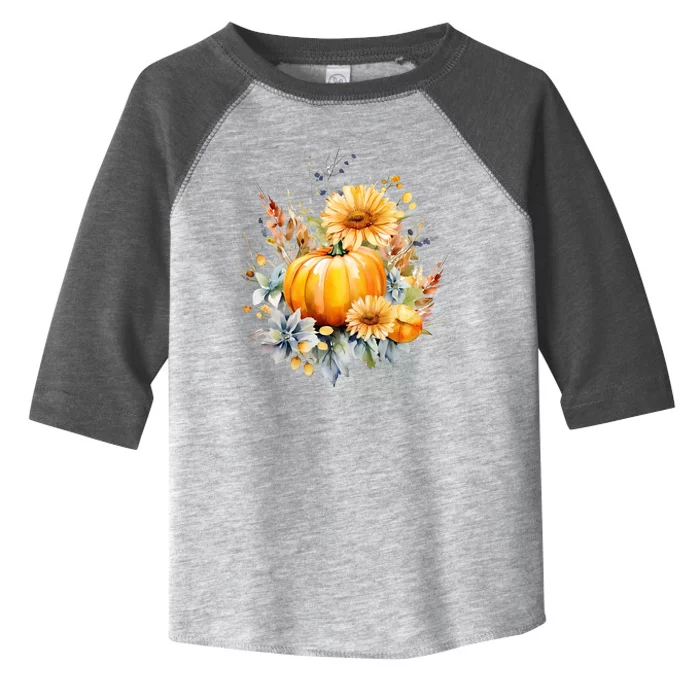 Autumn Pumpkin Cute Floral Halloween Toddler Fine Jersey T-Shirt