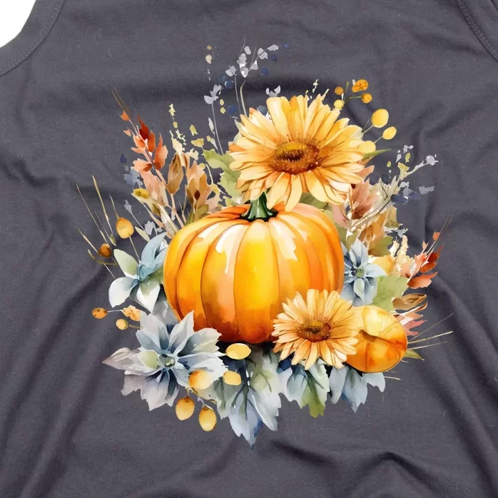 Autumn Pumpkin Cute Floral Halloween Tank Top