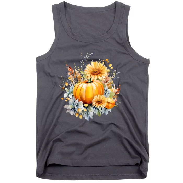 Autumn Pumpkin Cute Floral Halloween Tank Top