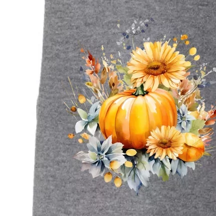 Autumn Pumpkin Cute Floral Halloween Doggie 3-End Fleece Hoodie