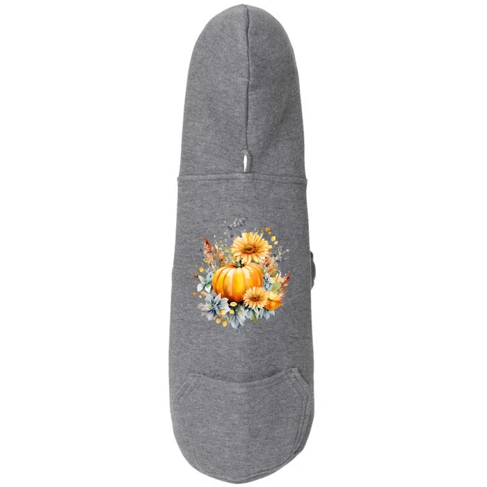 Autumn Pumpkin Cute Floral Halloween Doggie 3-End Fleece Hoodie