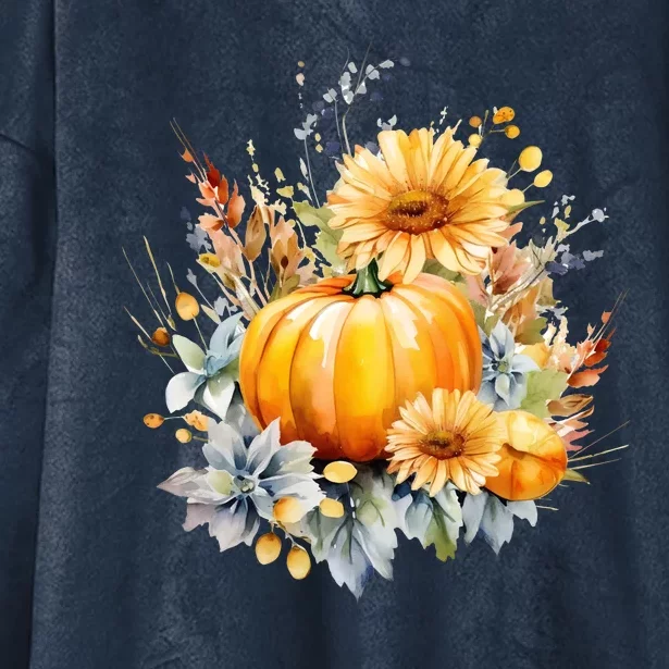 Autumn Pumpkin Cute Floral Halloween Hooded Wearable Blanket