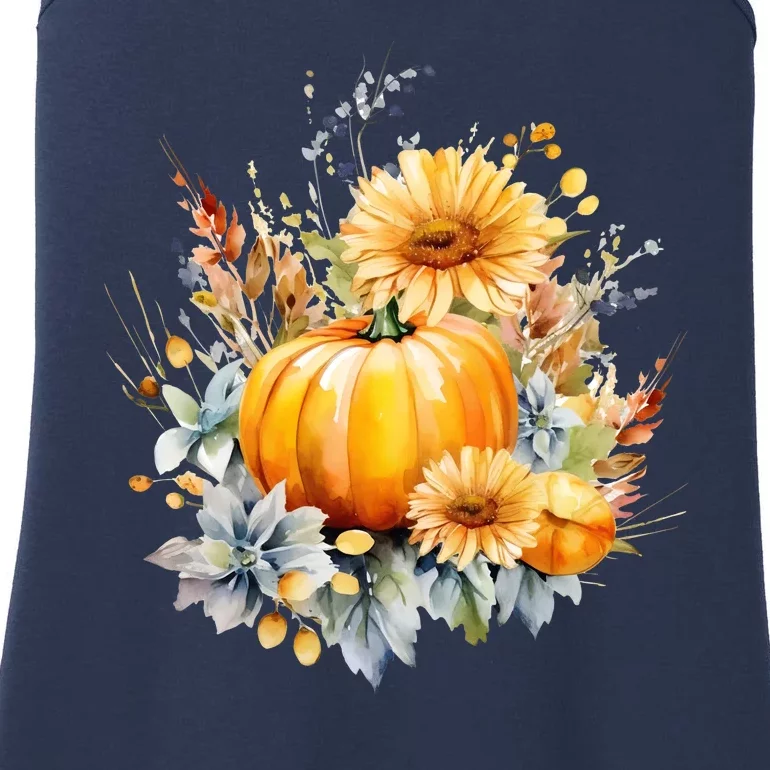 Autumn Pumpkin Cute Floral Halloween Ladies Essential Tank