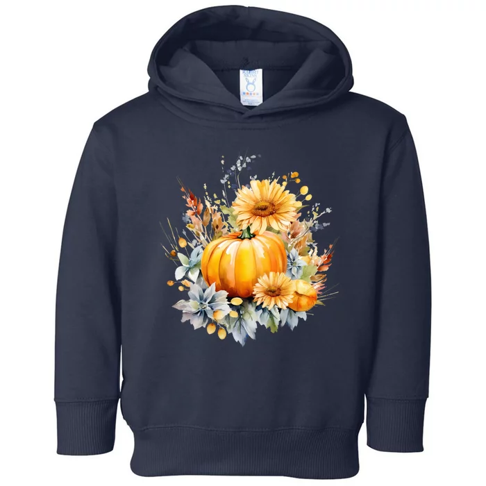 Autumn Pumpkin Cute Floral Halloween Toddler Hoodie