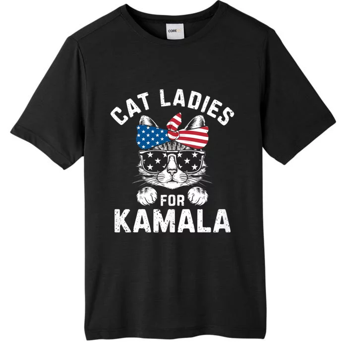 American Patriotic Cat Supports Kamala Harris Cat Ladies For Kamala Patriotic ChromaSoft Performance T-Shirt