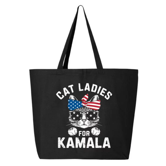 American Patriotic Cat Supports Kamala Harris Cat Ladies For Kamala Patriotic 25L Jumbo Tote