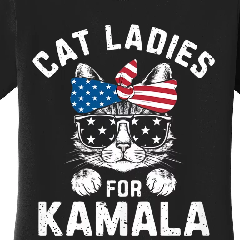 American Patriotic Cat Supports Kamala Harris Cat Ladies For Kamala Patriotic Women's T-Shirt