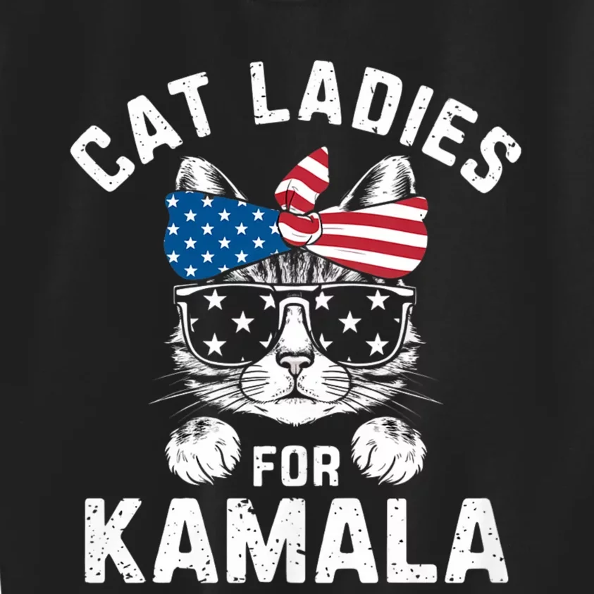 American Patriotic Cat Supports Kamala Harris Cat Ladies For Kamala Patriotic Kids Sweatshirt