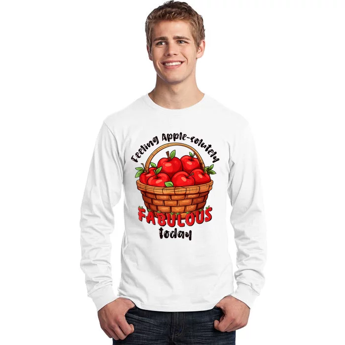 Apple Picking Crew Funny Apple Harvest Matching Family Squad Tall Long Sleeve T-Shirt