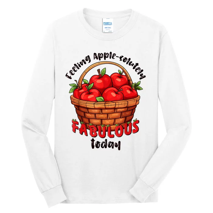 Apple Picking Crew Funny Apple Harvest Matching Family Squad Tall Long Sleeve T-Shirt