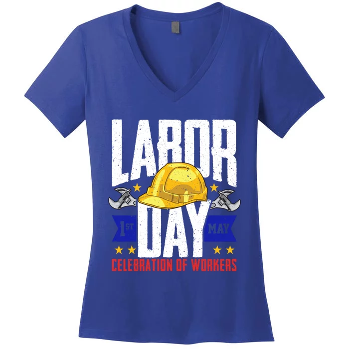 American Patriot Celebration Of Workers Labor Day Gift Women's V-Neck T-Shirt