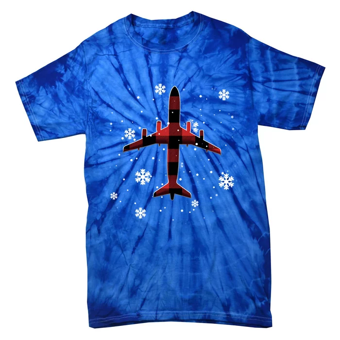 Airplane Plaid Christmas Gift Tie-Dye T-Shirt