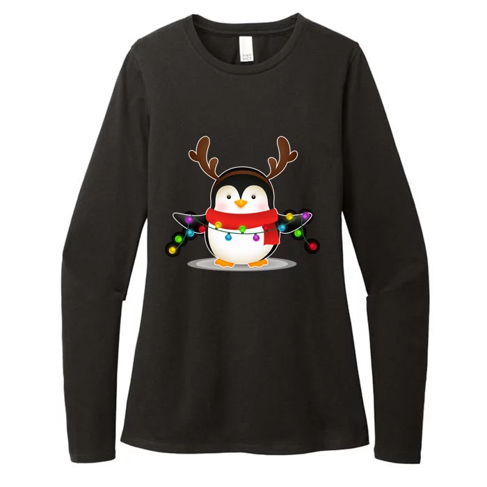 Adorable Penguin Christmas Light Funny Christmas Penguin Funny Gift Womens CVC Long Sleeve Shirt