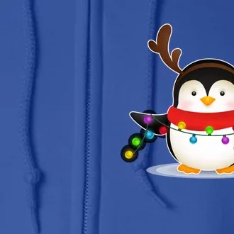 Adorable Penguin Christmas Light Funny Christmas Penguin Funny Gift Full Zip Hoodie