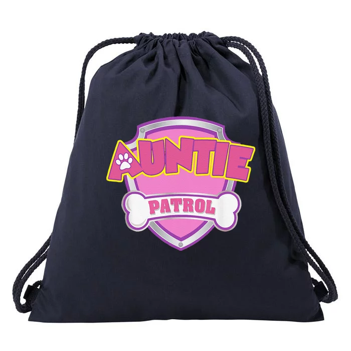 Auntie Patrol Dog Mom Dad Funny Gift Birthday Party Drawstring Bag