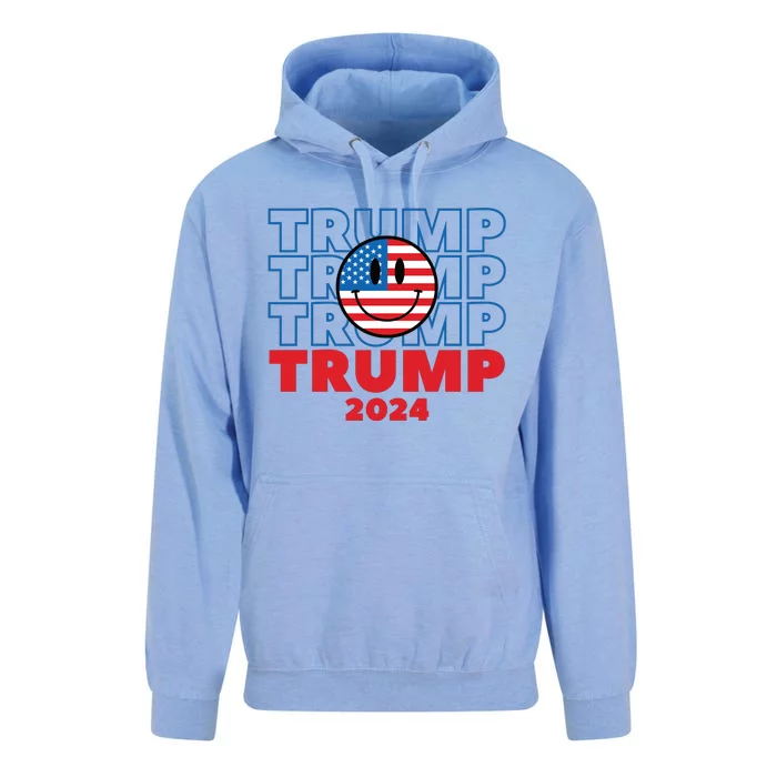 American President Donald Trump Smiley Flag 2024 Election Unisex Surf Hoodie