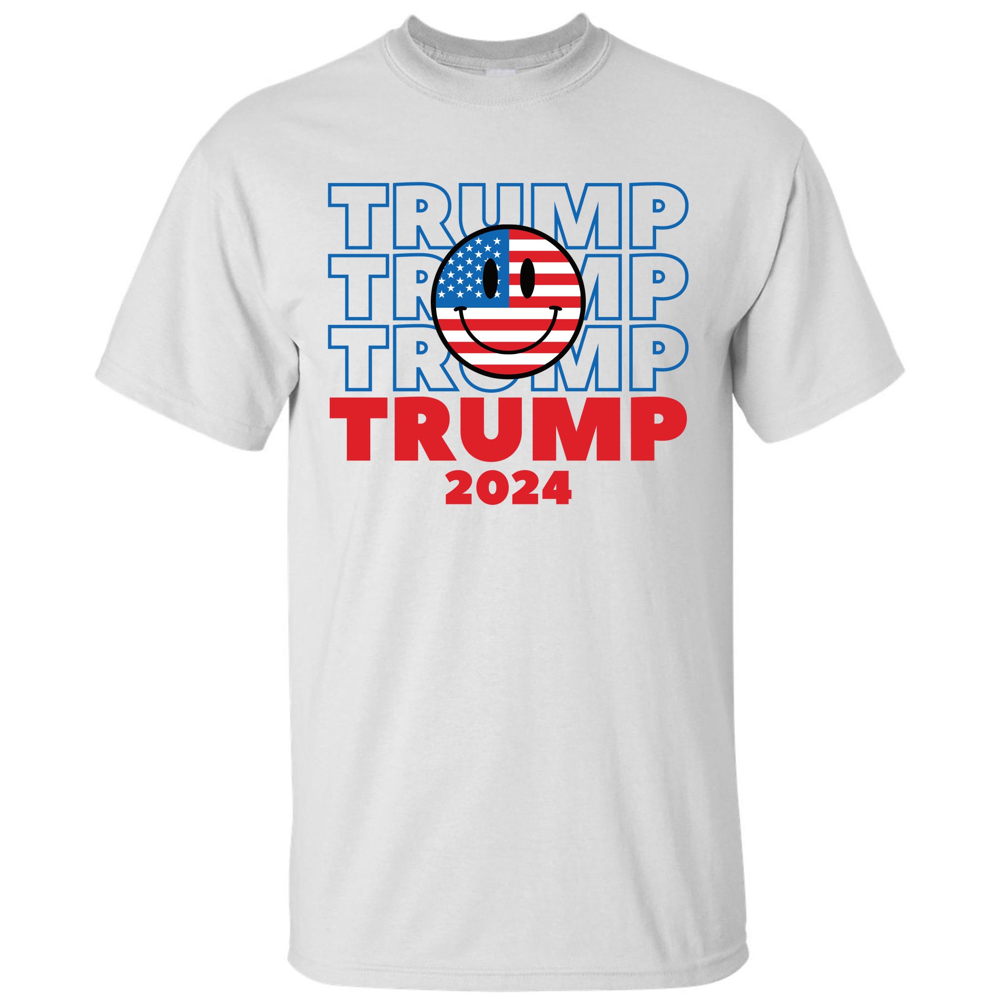 American President Donald Trump Smiley Flag 2024 Election Tall T-Shirt ...