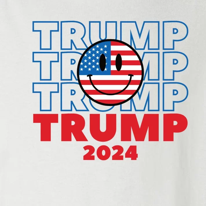 American President Donald Trump Smiley Flag 2024 Election Toddler Long Sleeve Shirt