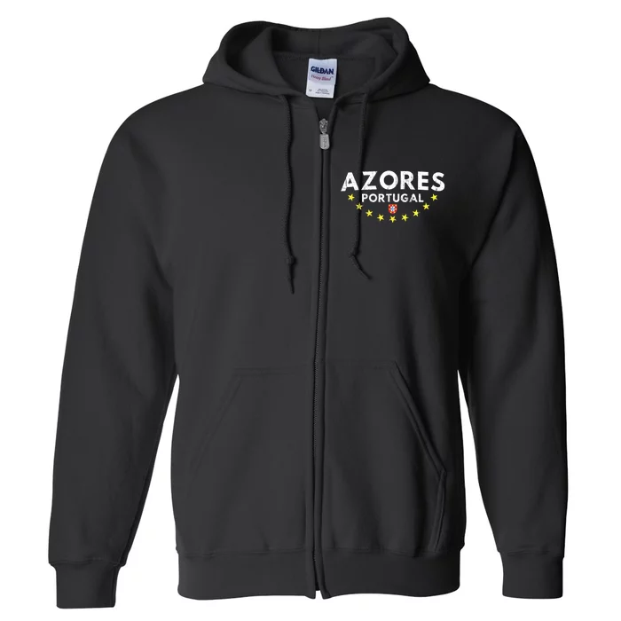 Azores Portugal - Distressed Souvenir Vacation Azorean Full Zip Hoodie