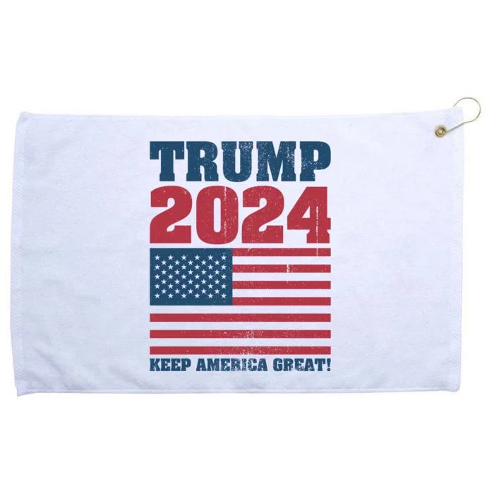 American President Donald Trump 2024 Keep America Great Flag US Election Grommeted Golf Towel