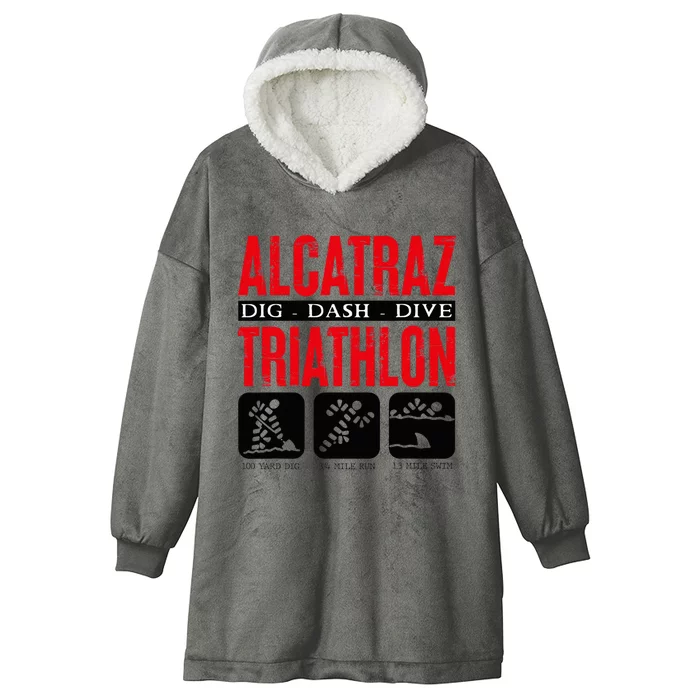 Alcatraz Prison Dig Dive Dash Funny Criminal Hooded Wearable Blanket