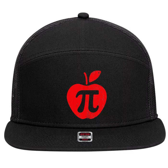 Apple Pi Day Funny Math Nerd Pie Teacher 3.14 7 Panel Mesh Trucker Snapback Hat