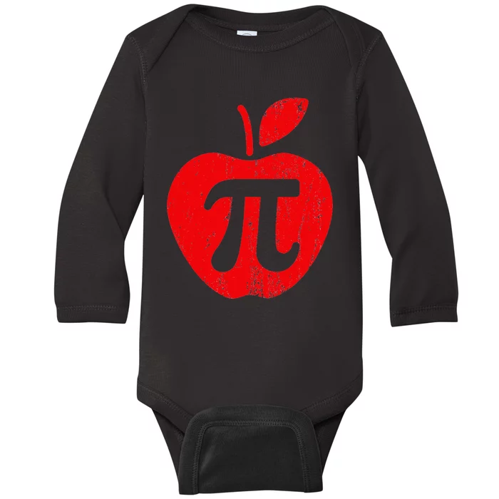 Apple Pi Day Funny Math Nerd Pie Teacher 3.14 Baby Long Sleeve Bodysuit