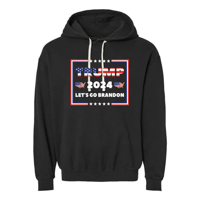 American President Donald Trump 2024 Flag US Election Lets Go Brandon Garment-Dyed Fleece Hoodie