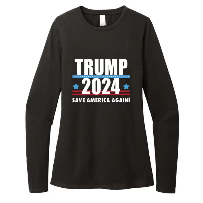 American President Donald Trump 2024 Election Save America Again Womens CVC Long Sleeve Shirt