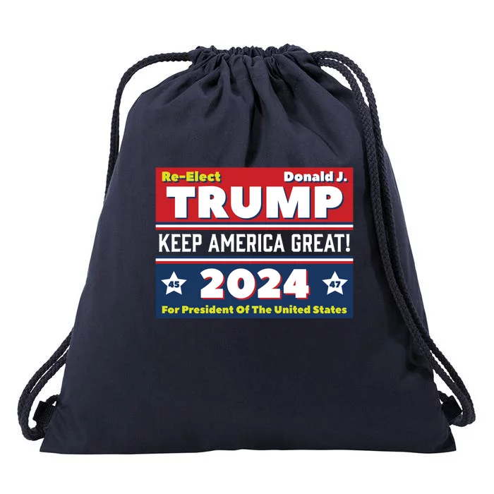 American President Donald Trump 2024 Keep America Great US Election Drawstring Bag