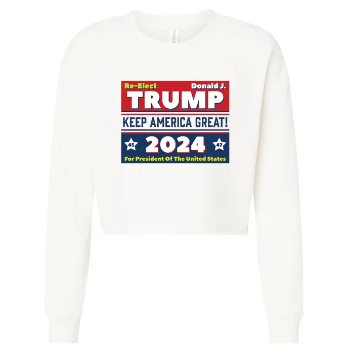 American President Donald Trump 2024 Keep America Great US Election Cropped Pullover Crew