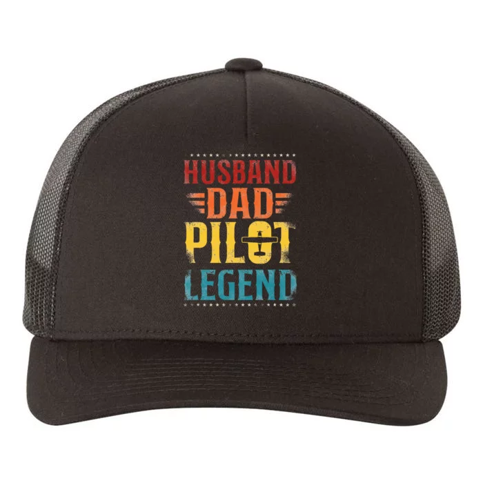 Airplane Pilot Dad Father Vintage Retro Husband Dad Pilot Yupoong Adult 5-Panel Trucker Hat