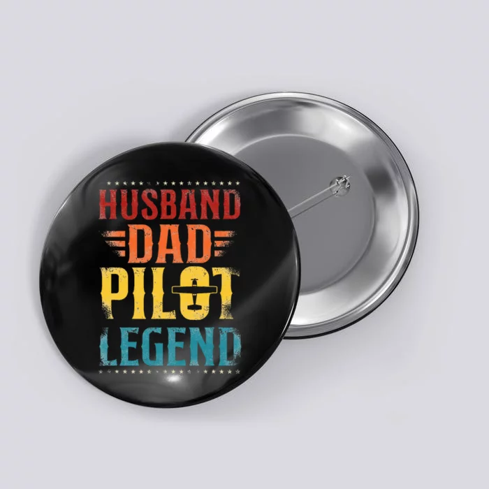 Airplane Pilot Dad Father Vintage Retro Husband Dad Pilot Button