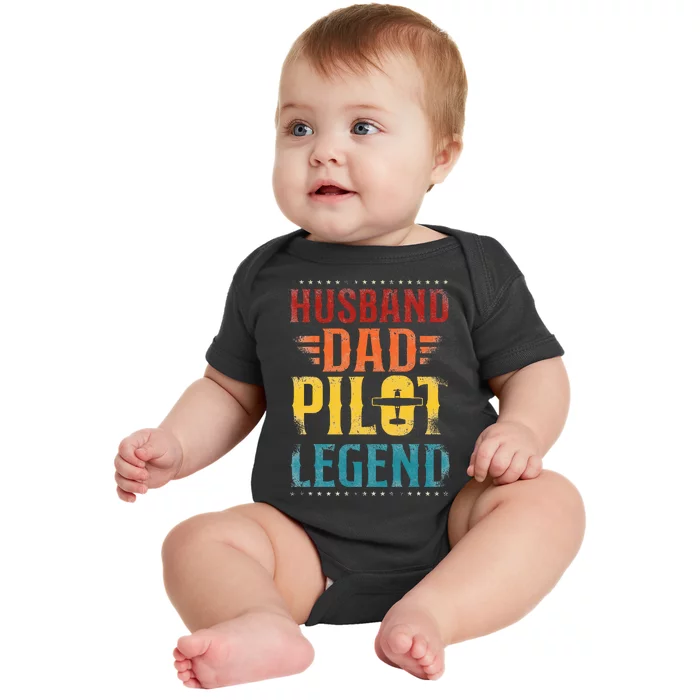 Airplane Pilot Dad Father Vintage Retro Husband Dad Pilot Baby Bodysuit