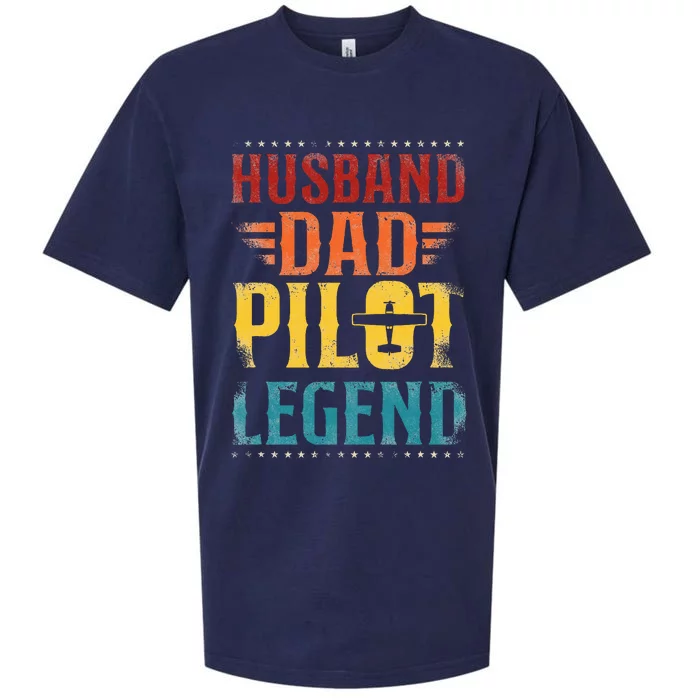 Airplane Pilot Dad Father Vintage Retro Husband Dad Pilot Sueded Cloud Jersey T-Shirt