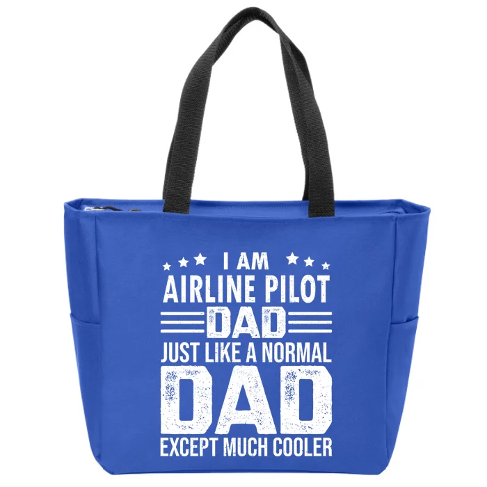 Airline Pilot Dad Irplane Airline Pilot Fathers Day Gift Zip Tote Bag