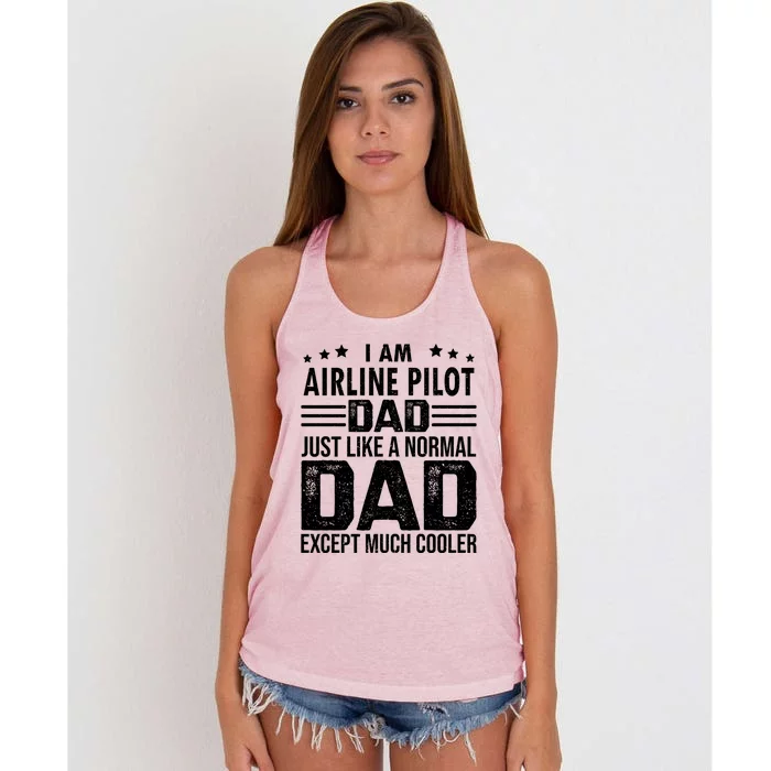 Airline Pilot Dad Irplane Airline Pilot Fathers Day Gift Women's Knotted Racerback Tank