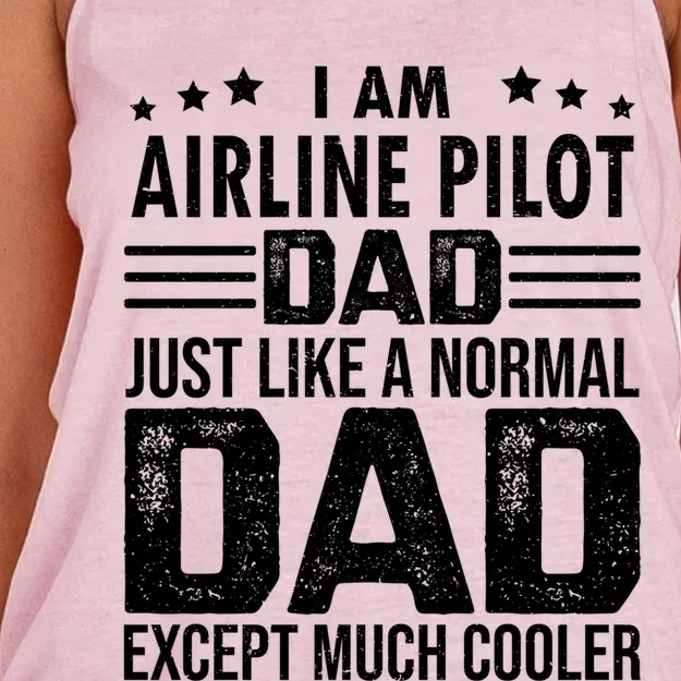 Airline Pilot Dad Irplane Airline Pilot Fathers Day Gift Women's Knotted Racerback Tank