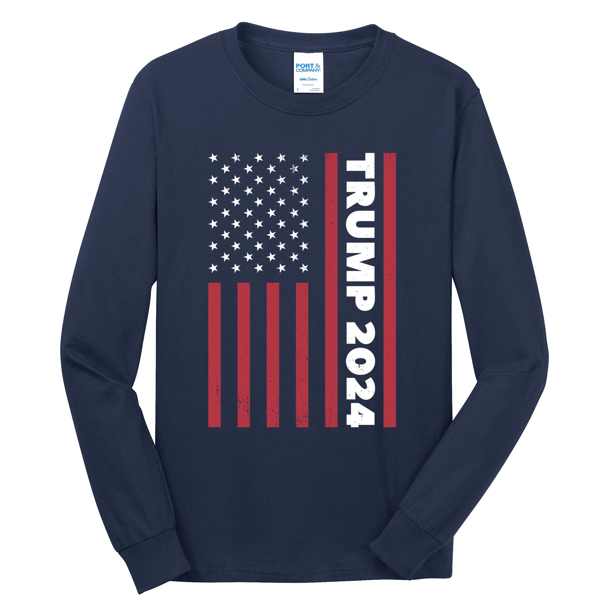 American President Donald Trump 2024 Flag US Election Tall Long Sleeve ...