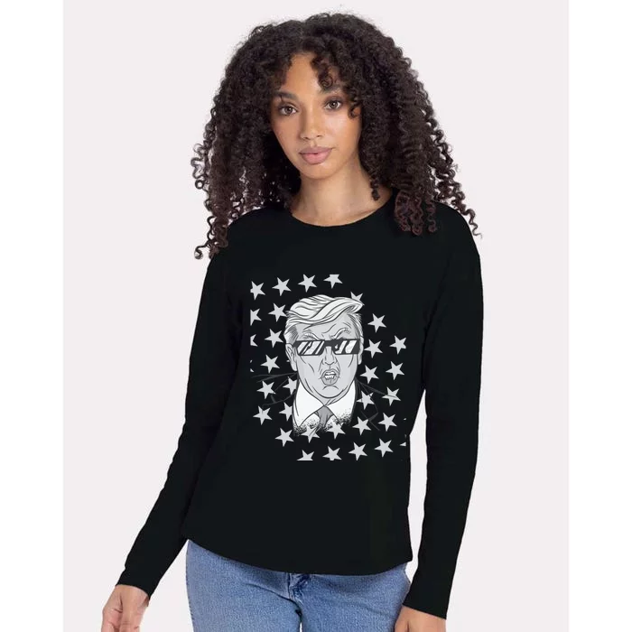 American President Donald Trump 2024 Funny 4th Of July Womens Cotton Relaxed Long Sleeve T-Shirt