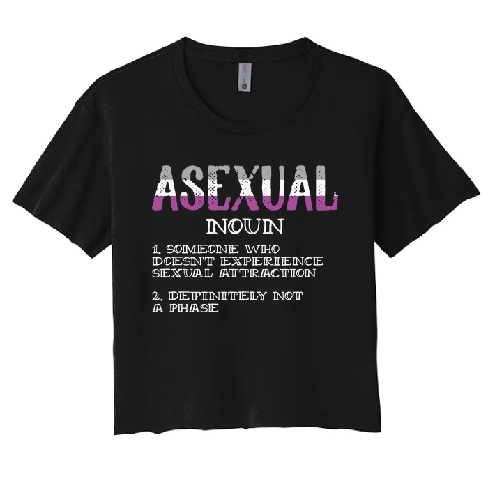 Asexual Person Definition Asexuality Pride Aromantic Ace Women's Crop Top Tee