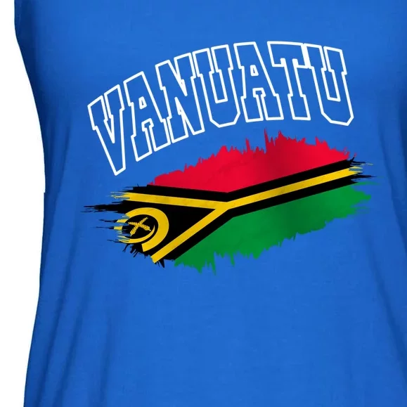 Athletic Patriotic Design Vanuatu Flag Ladies Essential Flowy Tank