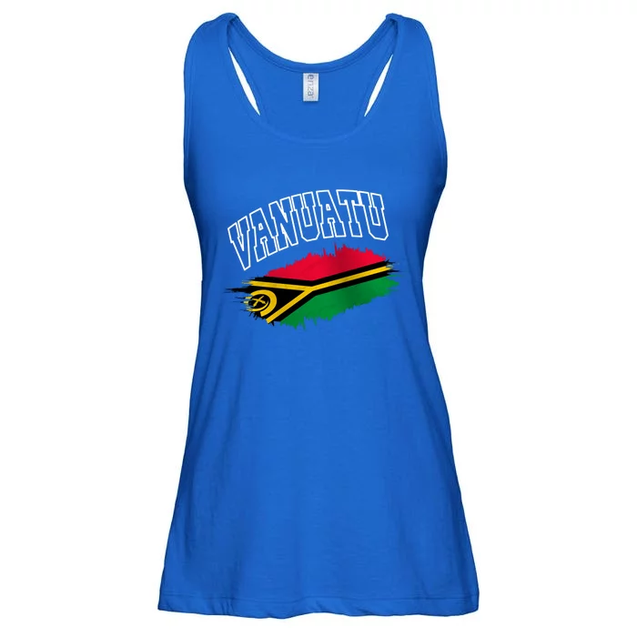 Athletic Patriotic Design Vanuatu Flag Ladies Essential Flowy Tank