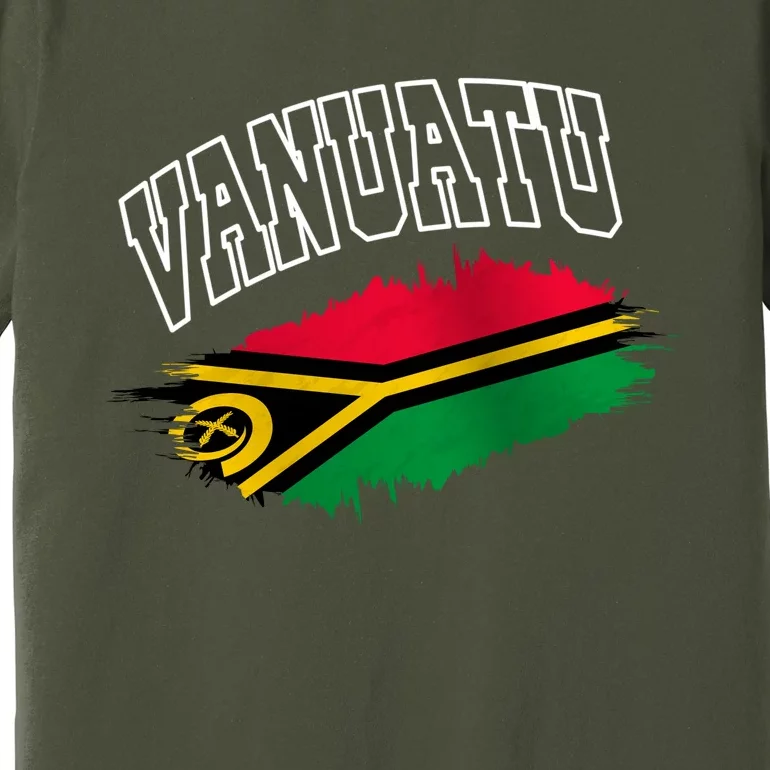 Athletic Patriotic Design Vanuatu Flag Premium T-Shirt