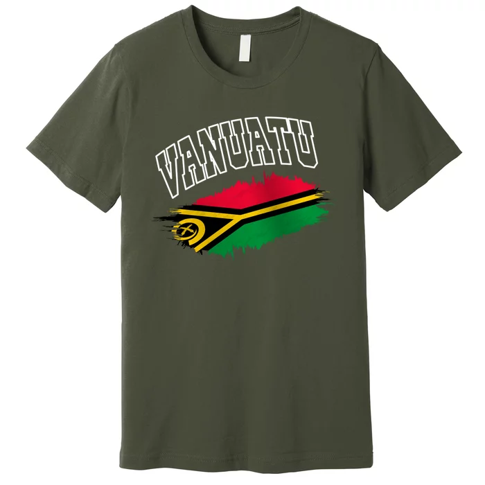 Athletic Patriotic Design Vanuatu Flag Premium T-Shirt