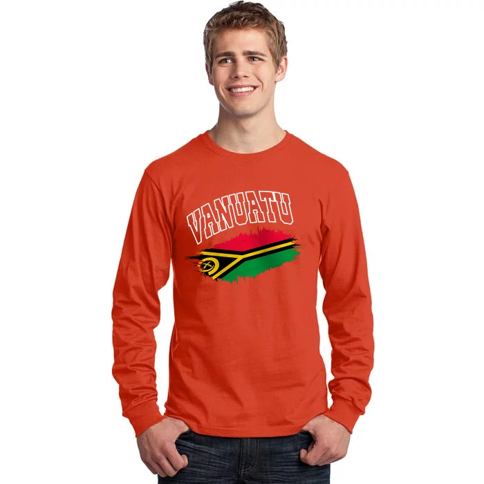 Athletic Patriotic Design Vanuatu Flag Tall Long Sleeve T-Shirt