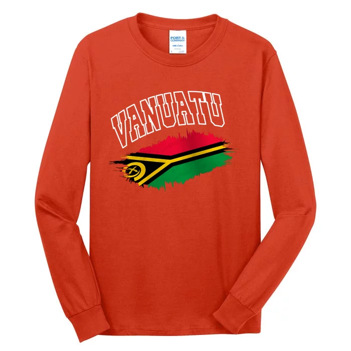 Athletic Patriotic Design Vanuatu Flag Tall Long Sleeve T-Shirt