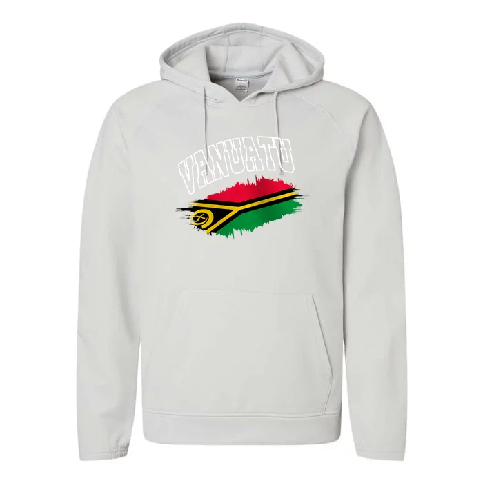 Athletic Patriotic Design Vanuatu Flag Performance Fleece Hoodie