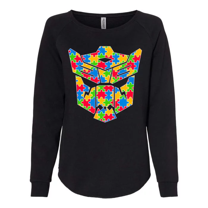 Autism Puzzle Dinobot Logo Womens California Wash Sweatshirt