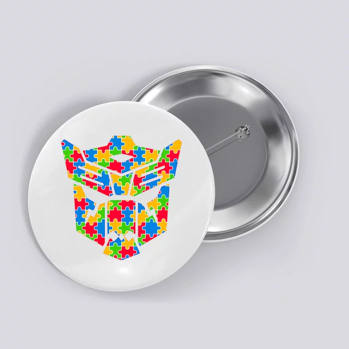 Autism Puzzle Dinobot Logo Button